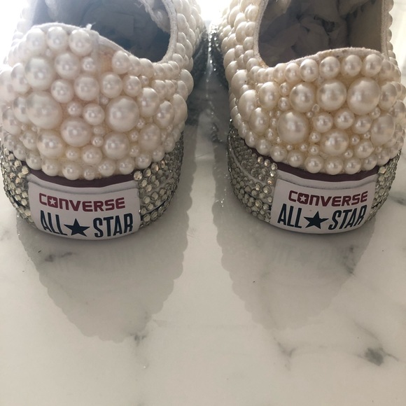 Custom Handmade Pearl and Crystal Bridal Converse - Picture 9 of 15